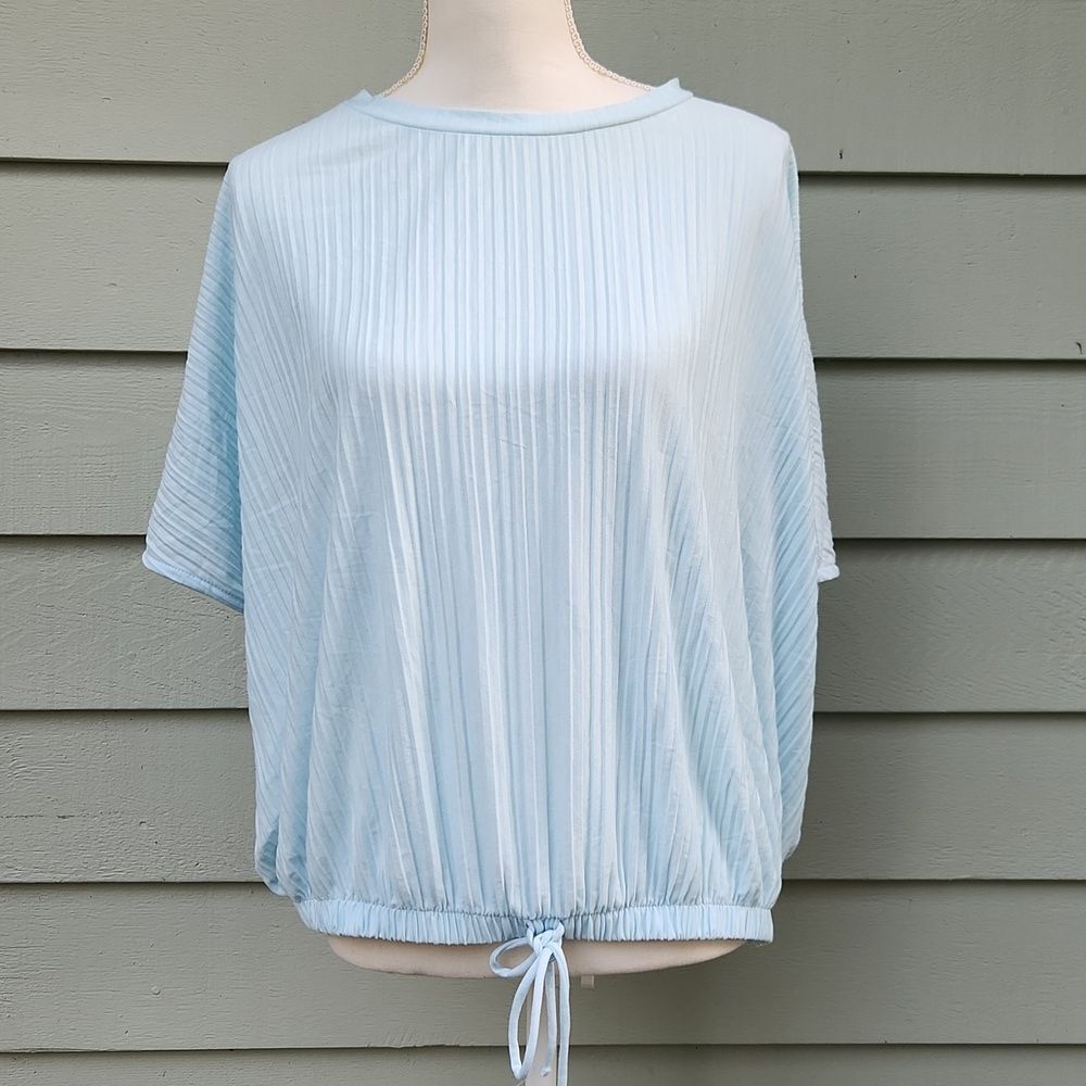 A New Day Pleated Drawstring Blouse